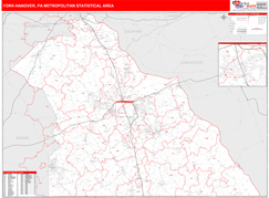 York-Hanover Metro Area Digital Map Red Line Style